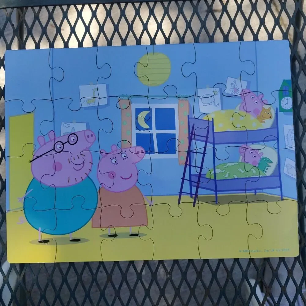 Vintage 2003 Peppa Pig 5 Puzzle Set Wooden Storage Numbered Pieces